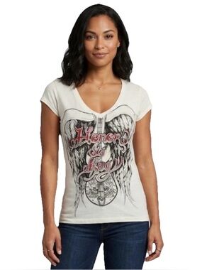 Key Closet Honor is Key Women’s White Short Sleeve  Cotton Shirt Size Medium